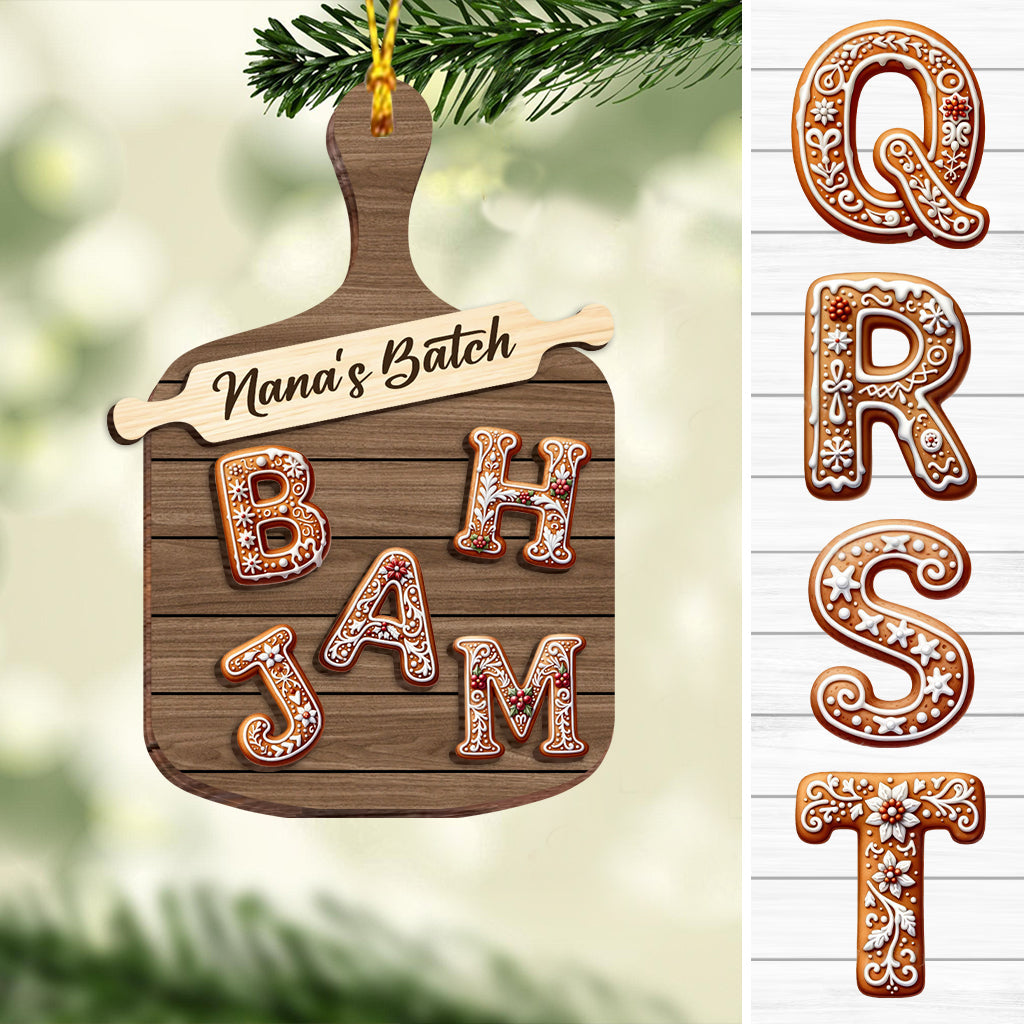 Gingerbread Alphabet Letter - Personalized Family 2 Layered Wooden Ornament
