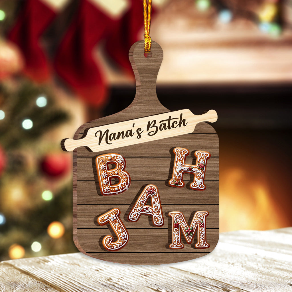 Gingerbread Alphabet Letter - Personalized Family 2 Layered Wooden Ornament