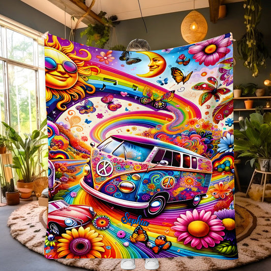 Awesome Bus - Personalized Hippie Blanket