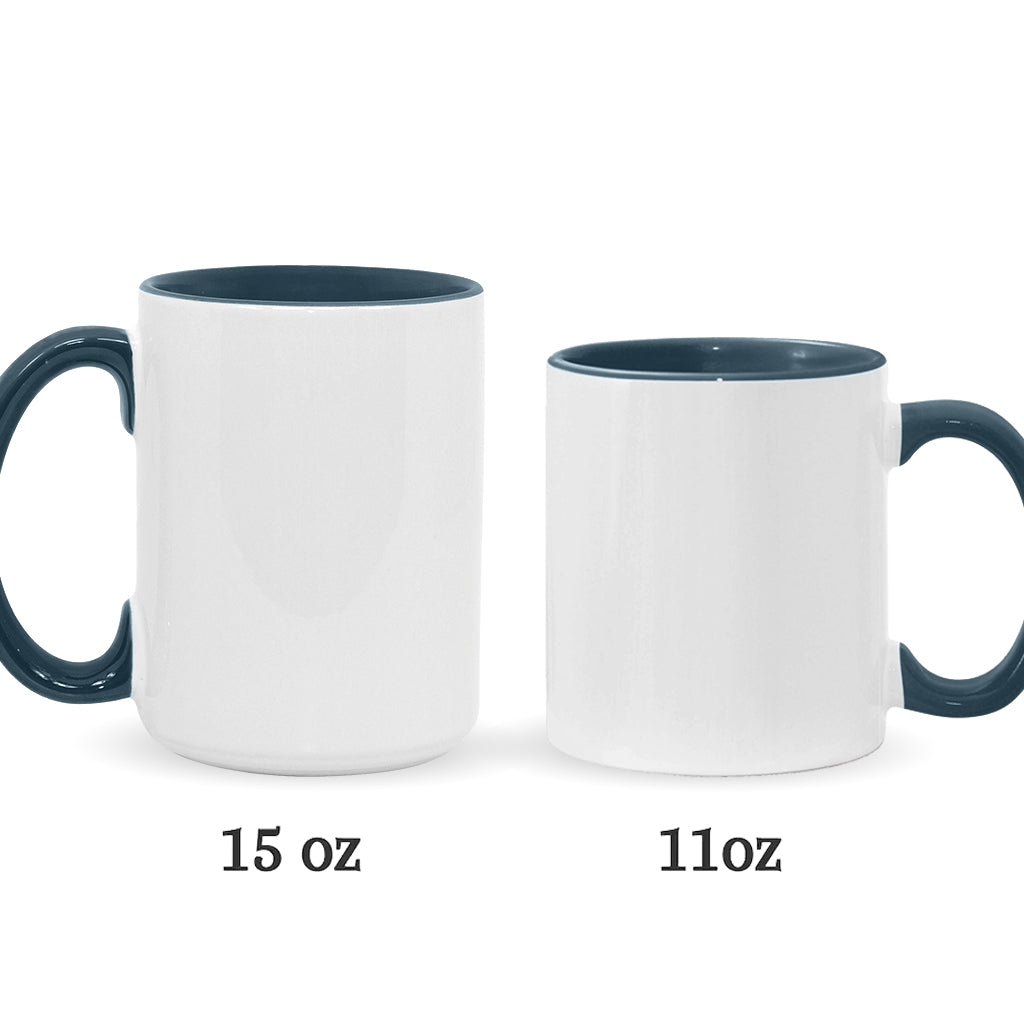 Blaue Nähmaschine – Personalisierte Tasse mit Nähmotiv