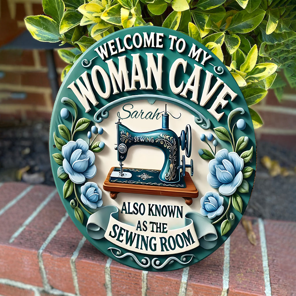 Welcome To My Sewing Room - Personalized Sewing Round Wood Sign
