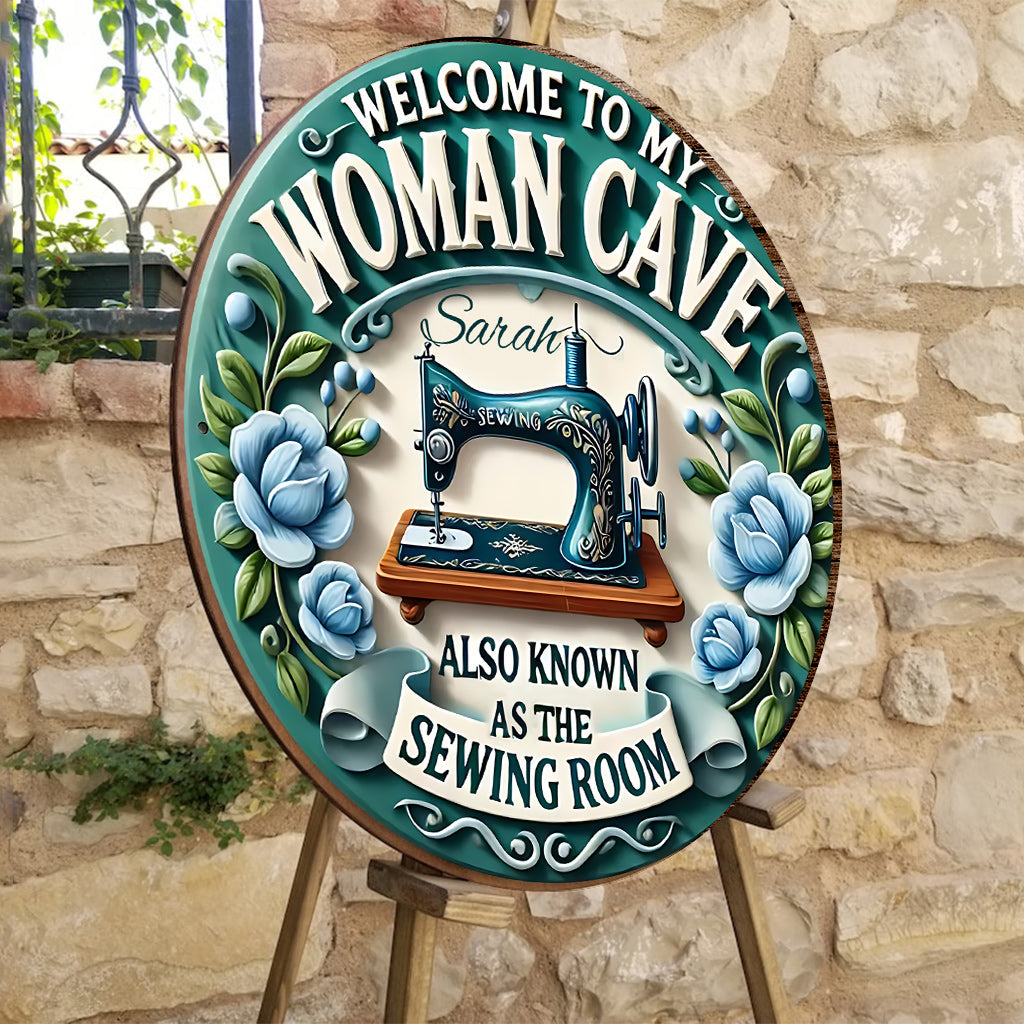 Welcome To My Sewing Room - Personalized Sewing Round Wood Sign