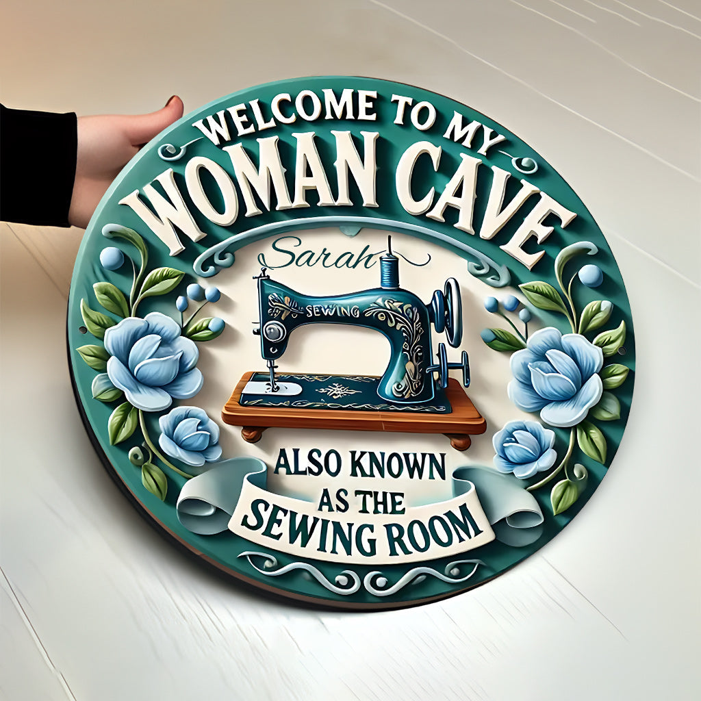 Welcome To My Sewing Room - Personalized Sewing Round Wood Sign