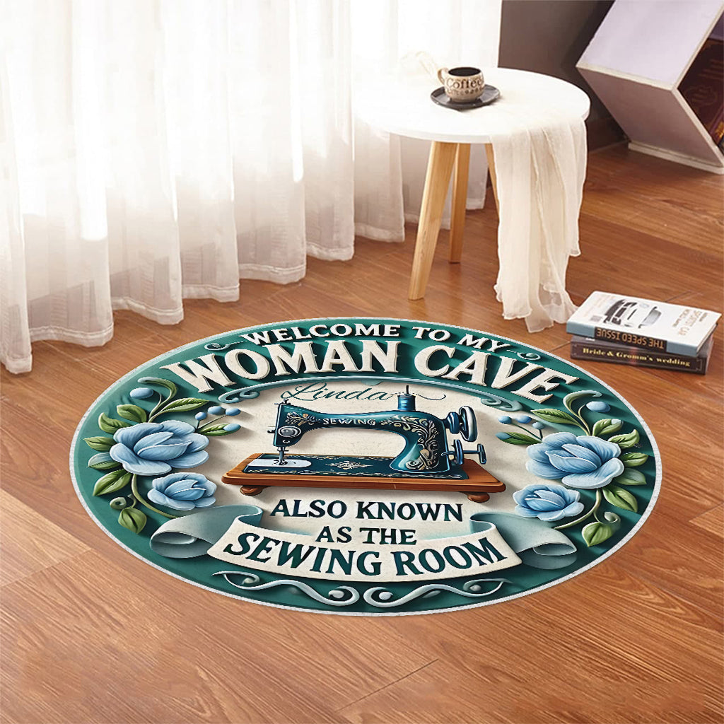 Woman Cave - Personalized Sewing Round Rug