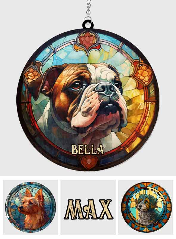 J'aime mon chien - Décoration attrape-soleil personnalisée à suspendre à la fenêtre 