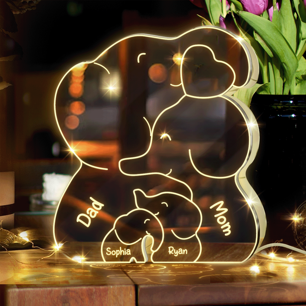 Elephant Family - Personalized Family Mirror Light