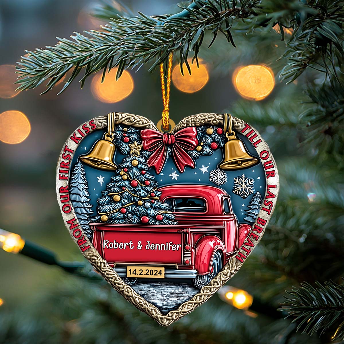 From Our First Kiss Till Our Last Breath - Personalized Couple Ornament