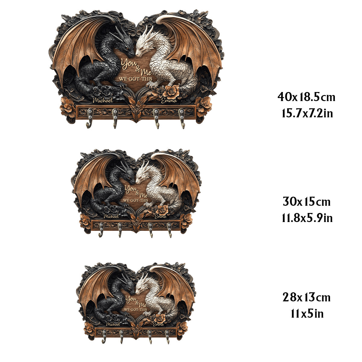 Du & Ich – Personalisierter, drachenförmiger Schlüsselhalter