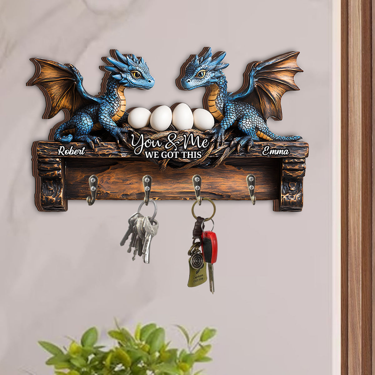 You & Me - Personalized Dragon Custom Shaped Key Rack
