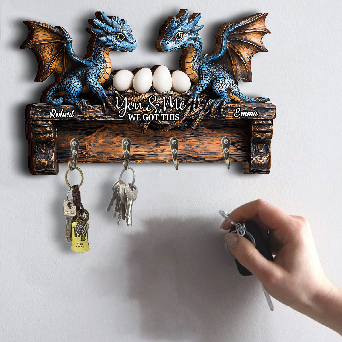 You & Me - Personalized Dragon Custom Shaped Key Rack