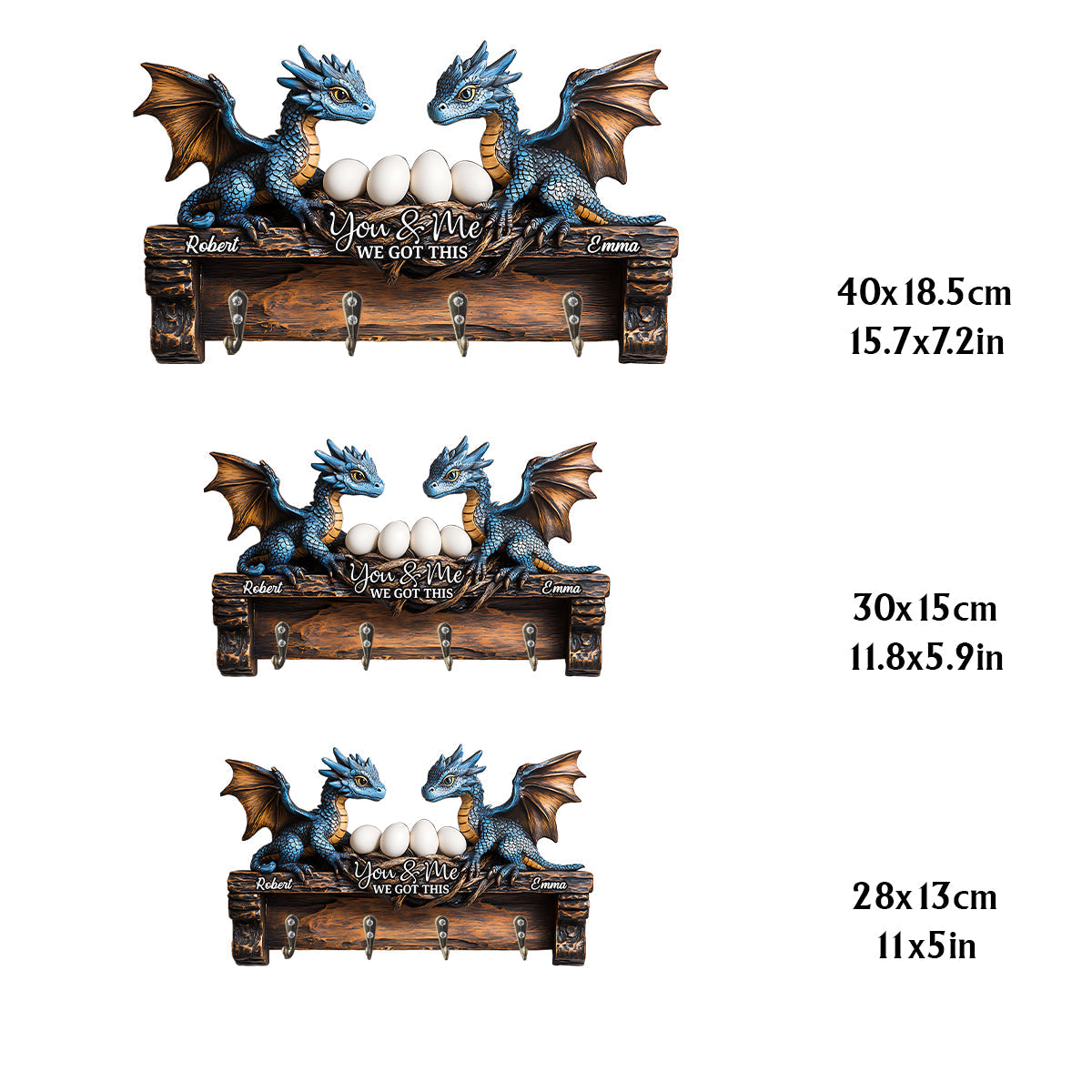 You & Me - Personalized Dragon Custom Shaped Key Rack