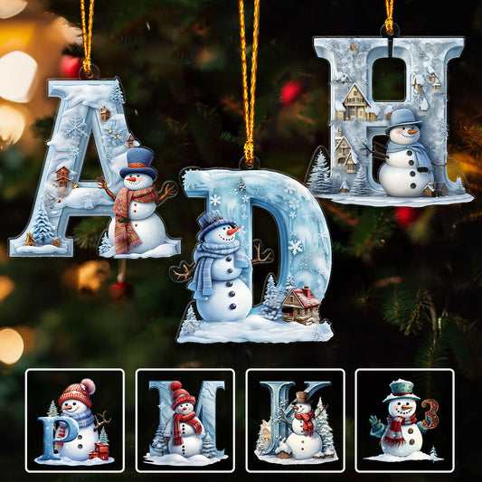 Fröhliche Weihnachten, Schneemann – personalisierter Familienschmuck
