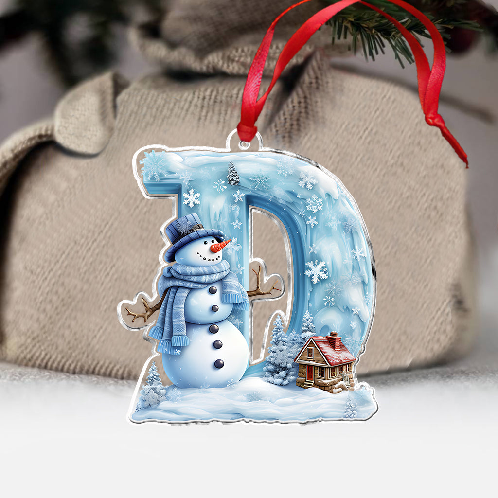 Merry Christmas Snowman - Personalized Family Ornament