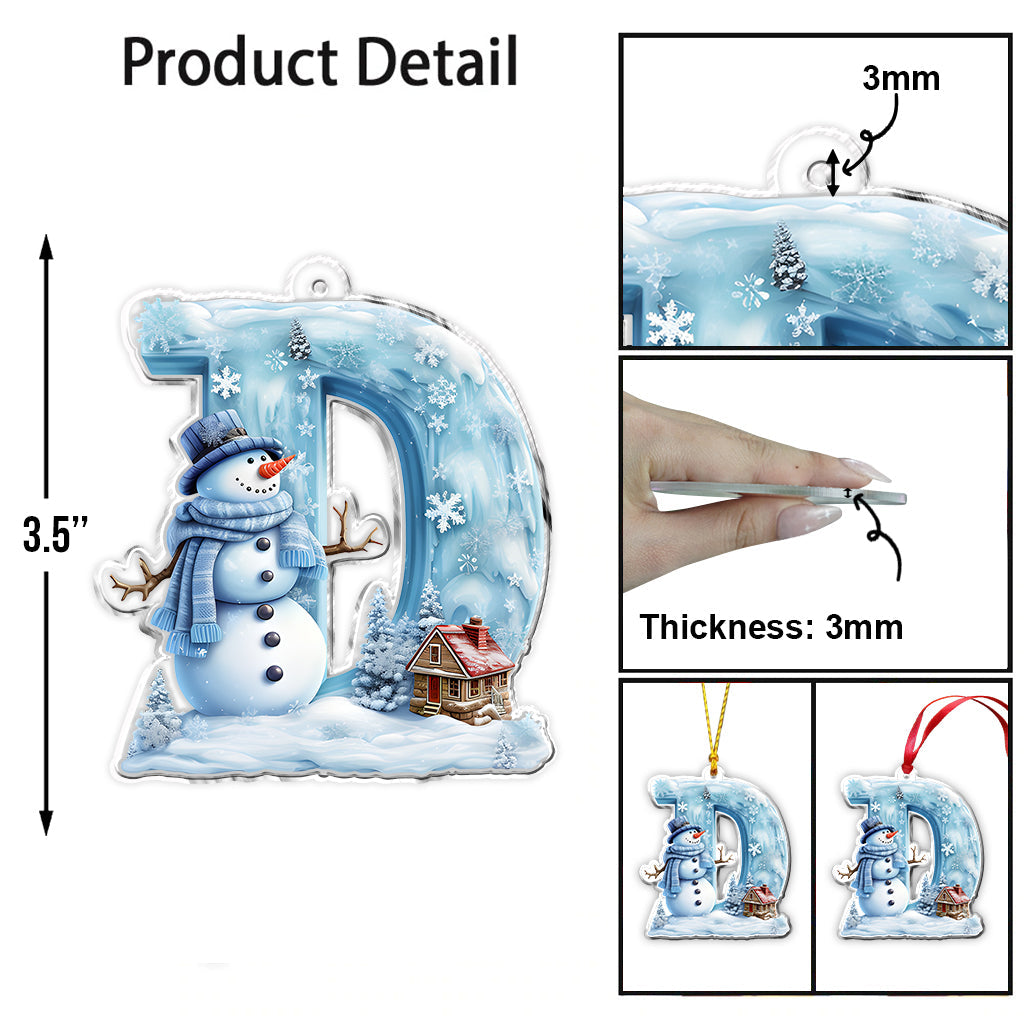 Merry Christmas Snowman - Personalized Family Ornament