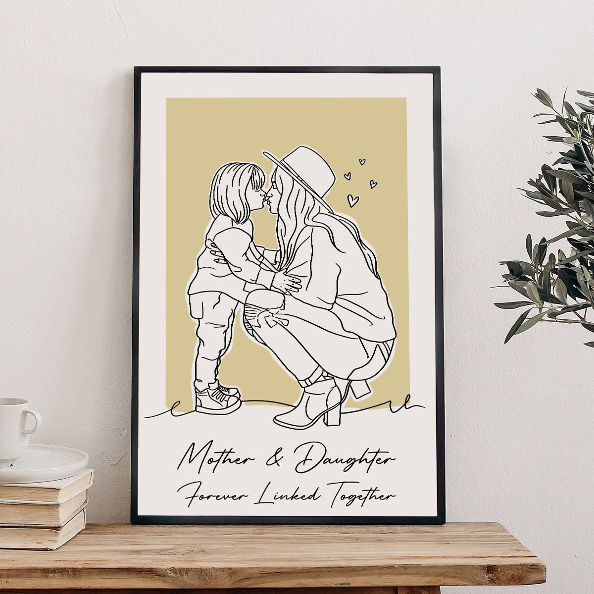 Custom Lineart Portrait - Personalized Mother Canvas And Poster