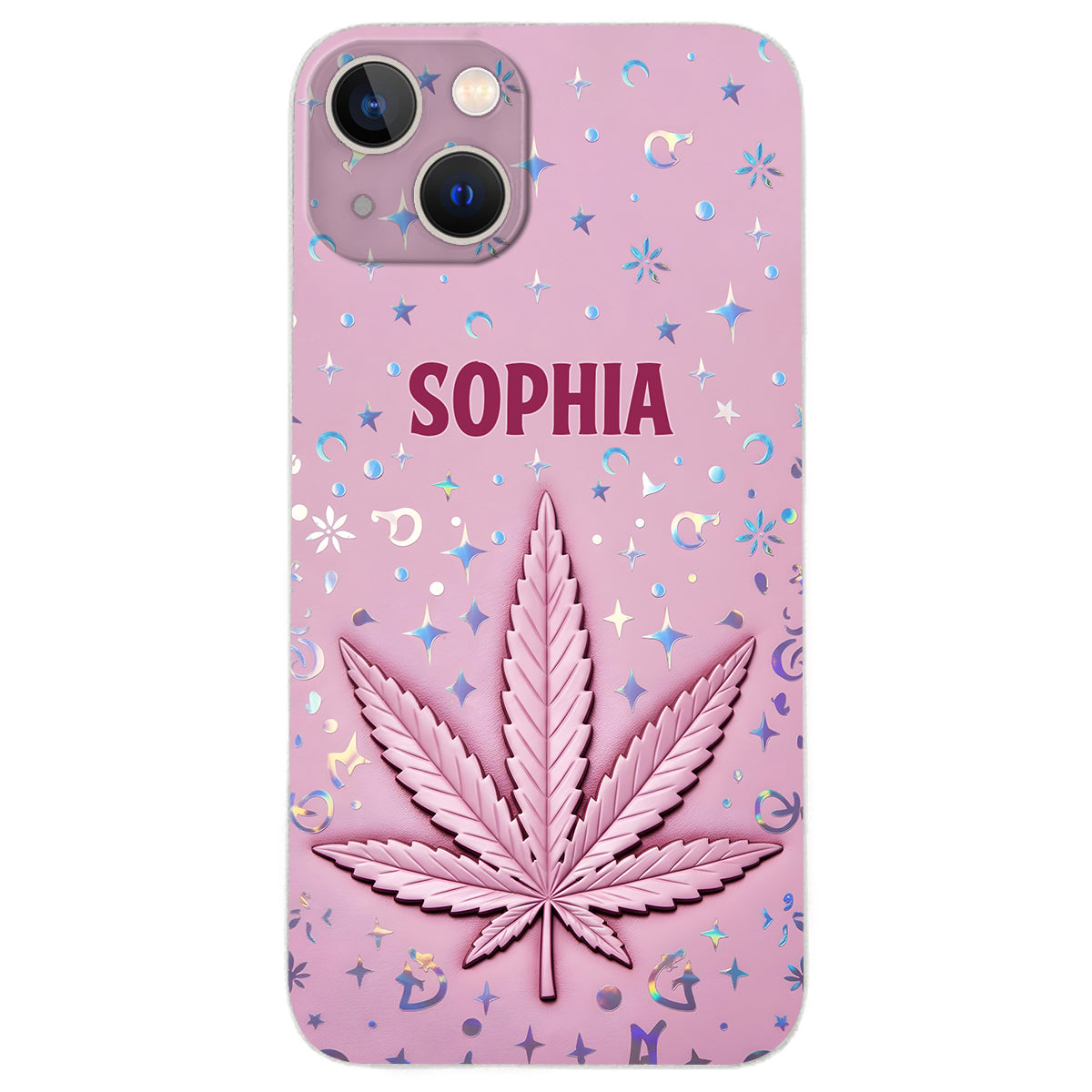Stoner Chick – Personalisierte Handyhülle aus Leder mit Weed-Motiv