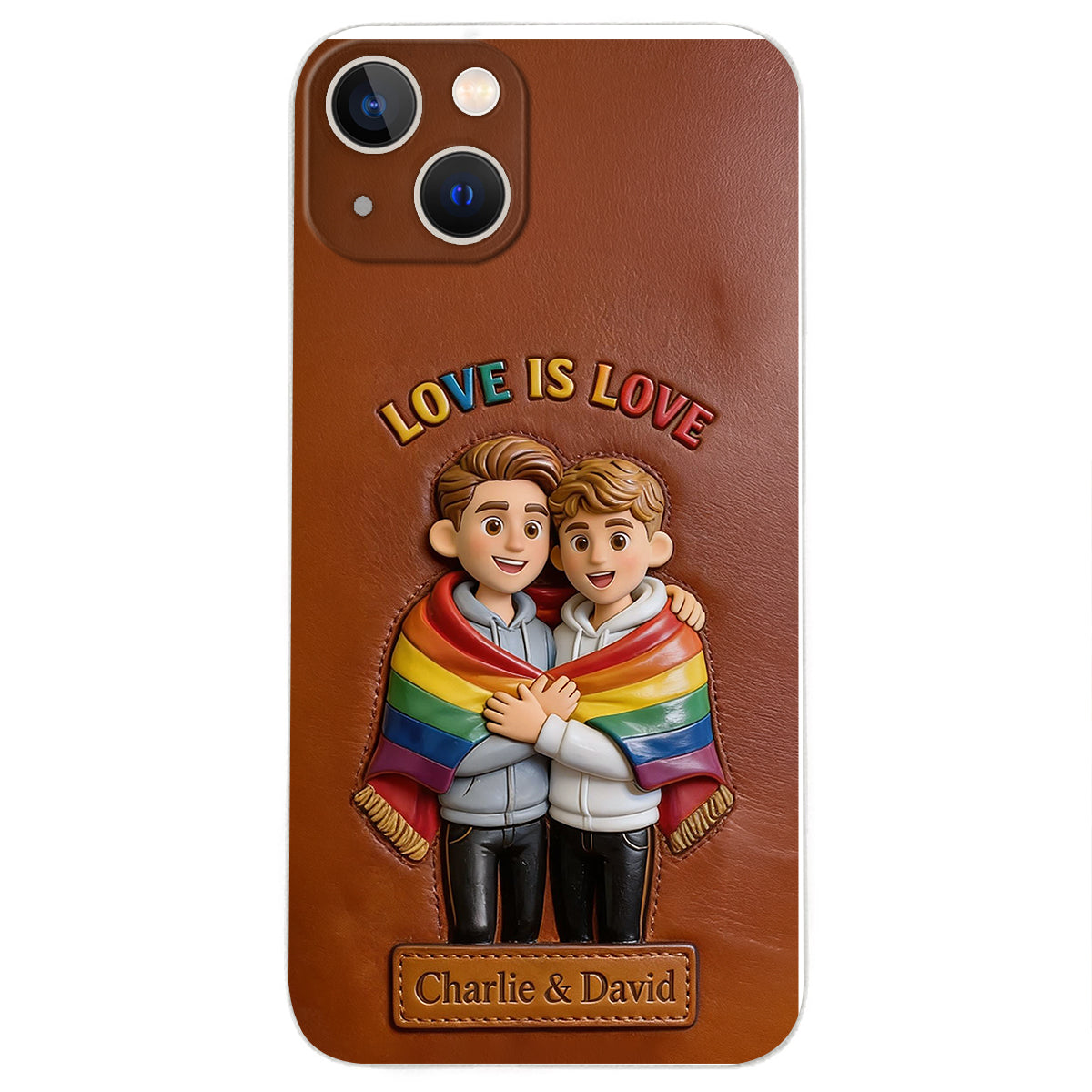 L'amour est l'amour - Coque de téléphone en cuir embossé 3D personnalisée LGBT