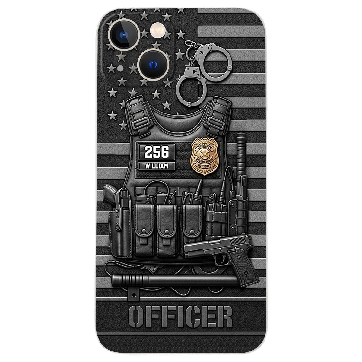 Serve And Protect - Personalized Police Officer Leather Phone Case