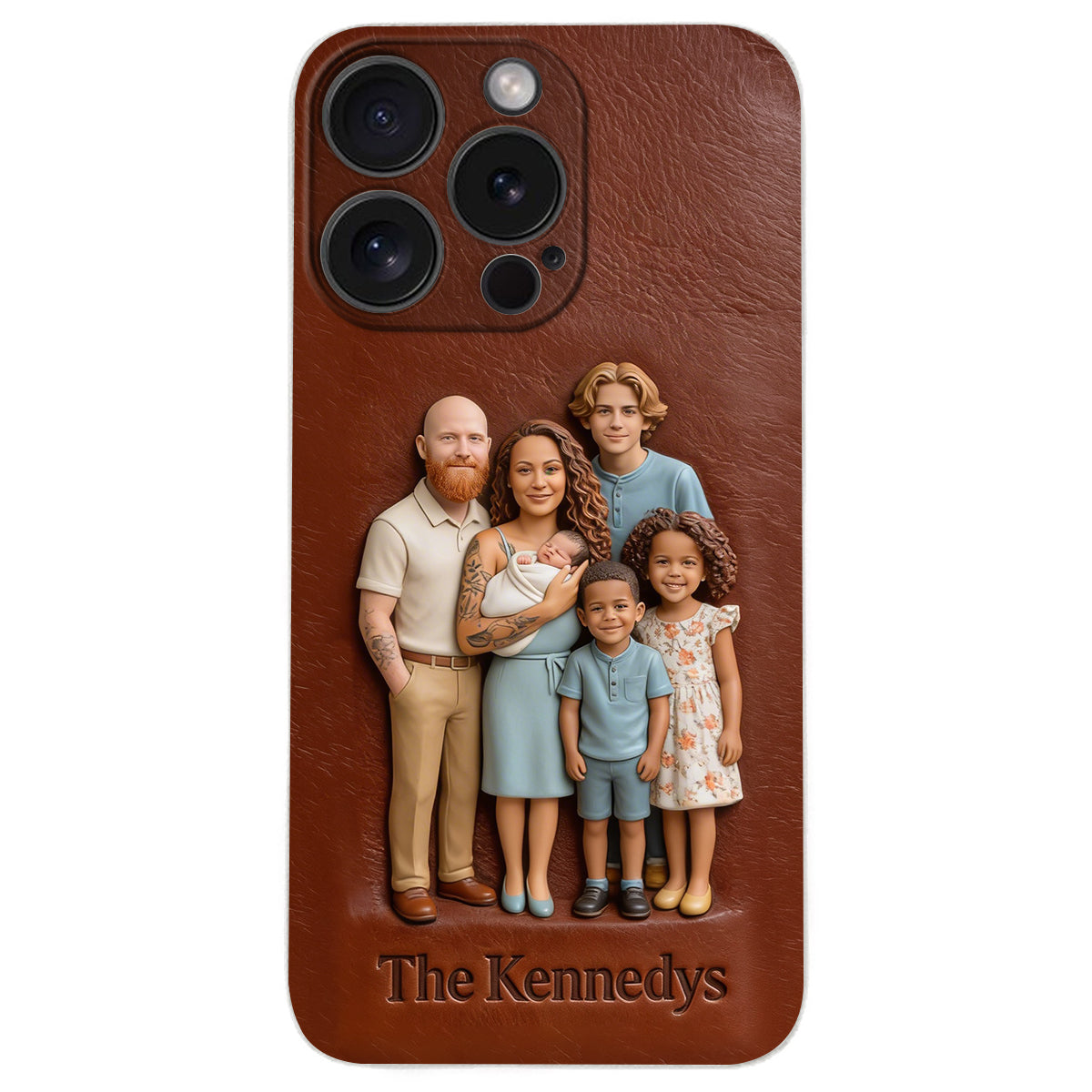 Étui de téléphone en cuir personnalisé avec n'importe quelle photo - Étui de téléphone familial personnalisé