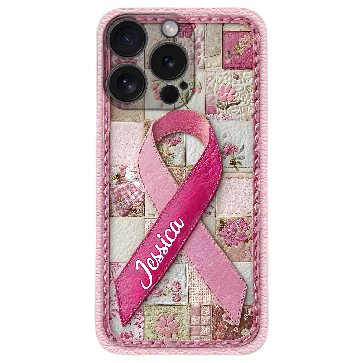 Breast Cancer Awareness - Personalized Breast Cancer Awareness Leather Phone Case
