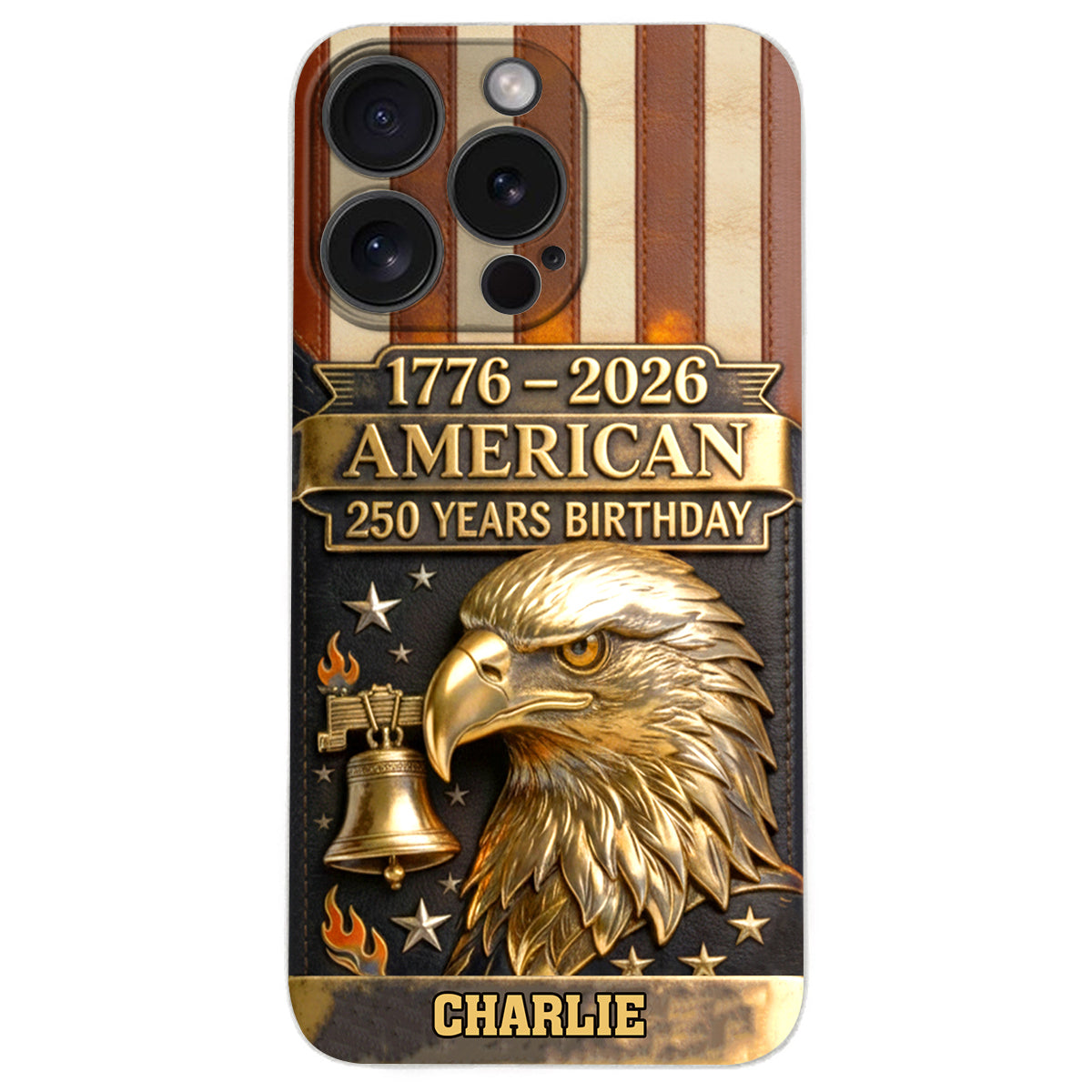 250th Anniversary - Personalized Bald Eagle Leather Phone Case