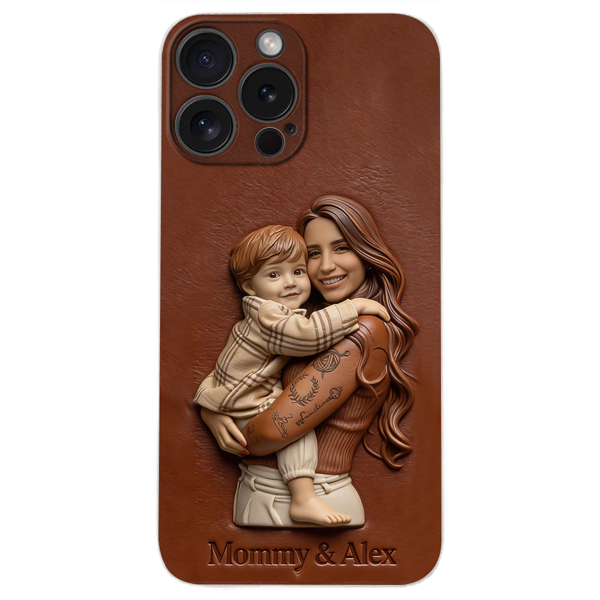 Étui de téléphone en cuir personnalisé avec photo pour maman ou grand-mère