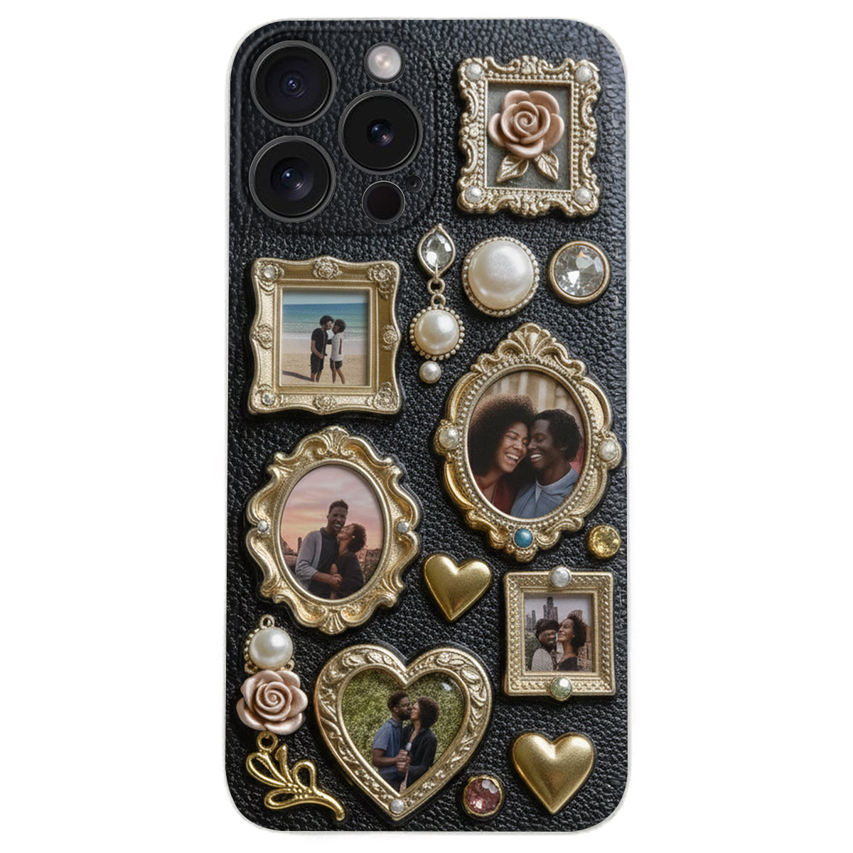 Einzigartiges Geschenk für Paare: Personalisierter Fotorahmen aus Leder – Handyhülle für Paare