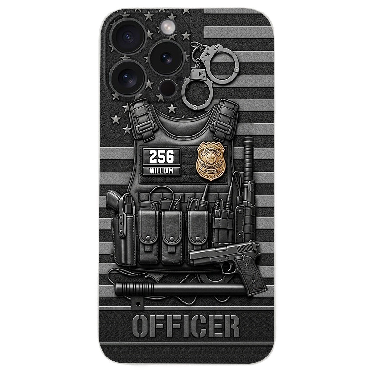 Serve And Protect - Personalized Police Officer Leather Phone Case