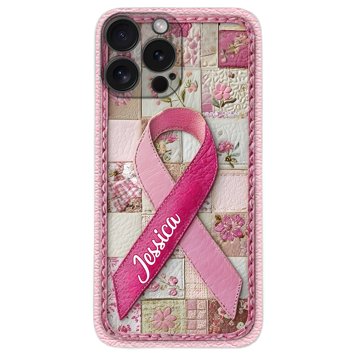 Breast Cancer Awareness - Personalized Breast Cancer Awareness Leather Phone Case