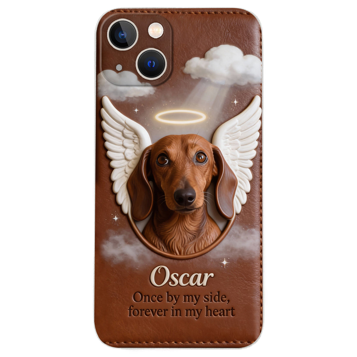 Once By My Side - Personalized Dog Leather Phone Case