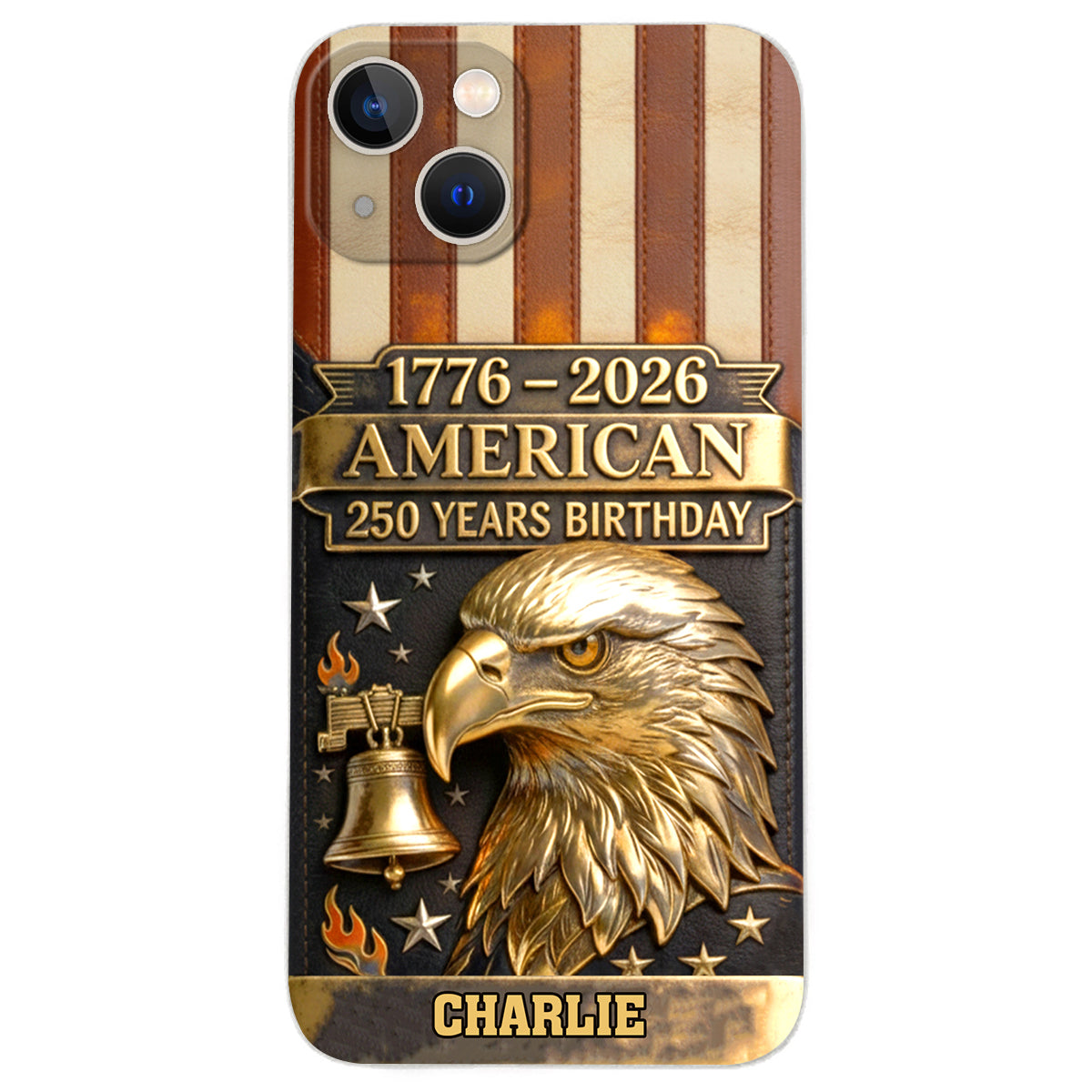 250th Anniversary - Personalized Bald Eagle Leather Phone Case