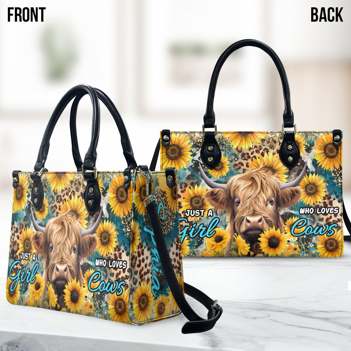 Just A Girl Who Loves Cows - Personalized Leather Handbag