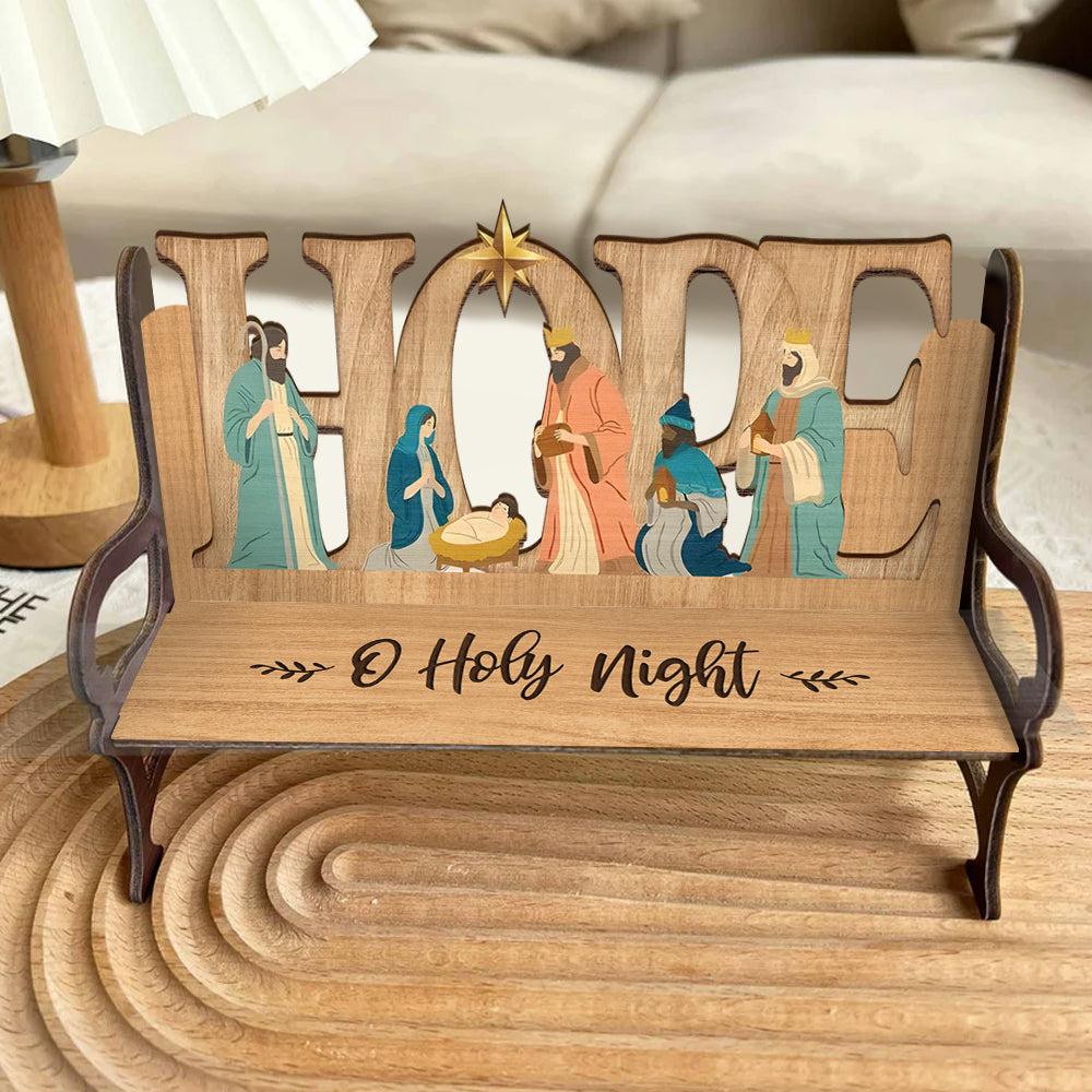 O Holy Night - Christian Wooden Bench