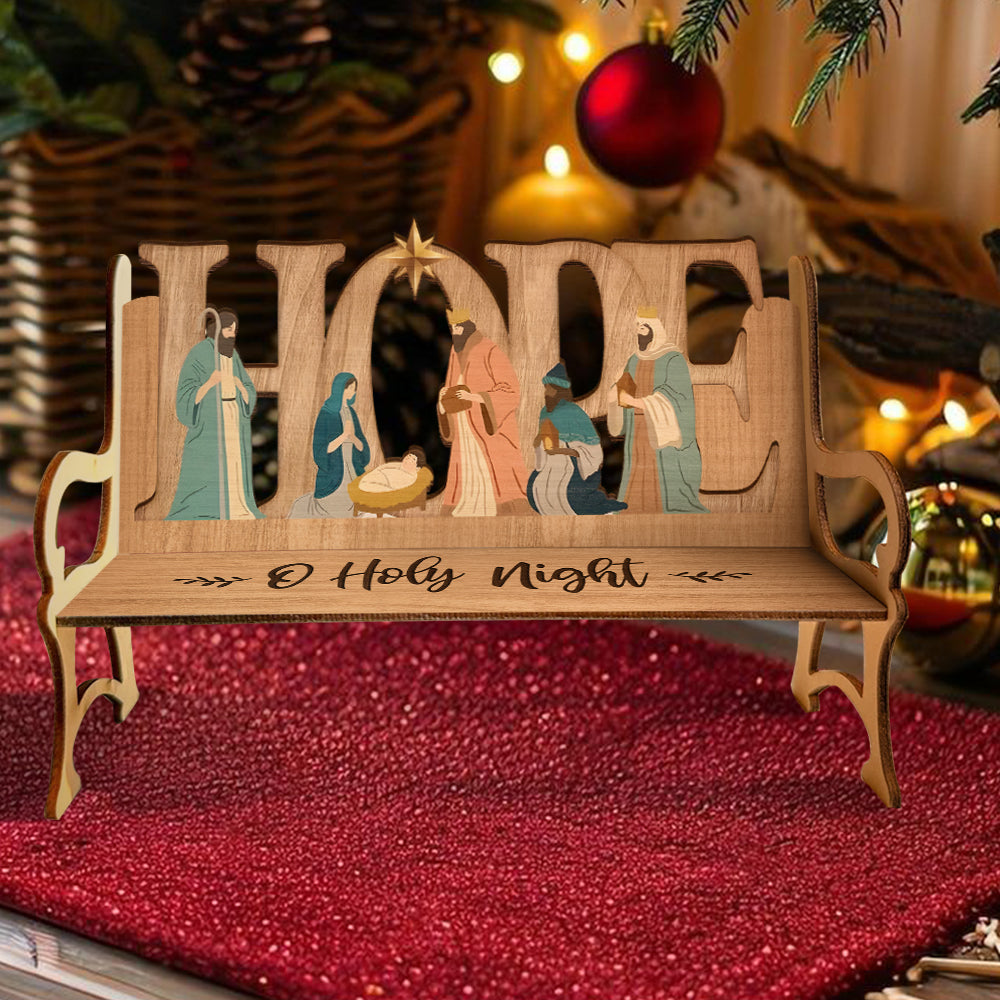 O Holy Night - Christian Wooden Bench