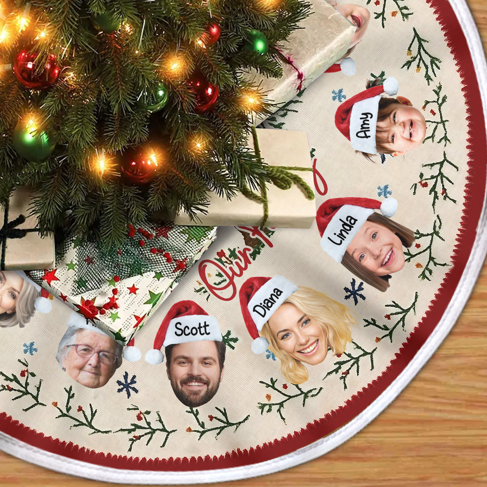 Funny Face Cutout Family - Personalized Family Tree Skirt
