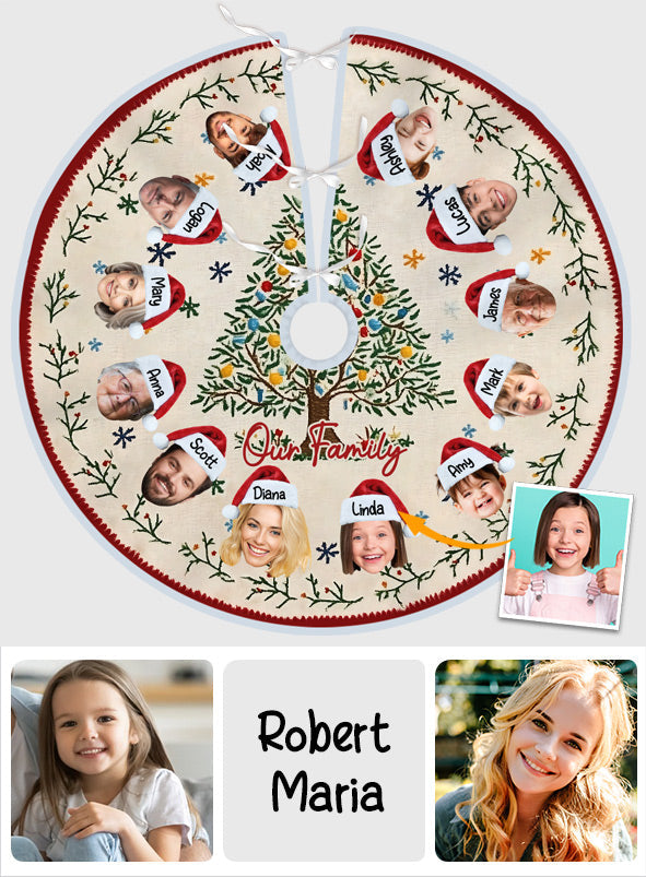 Funny Face Cutout Family - Personalized Family Tree Skirt