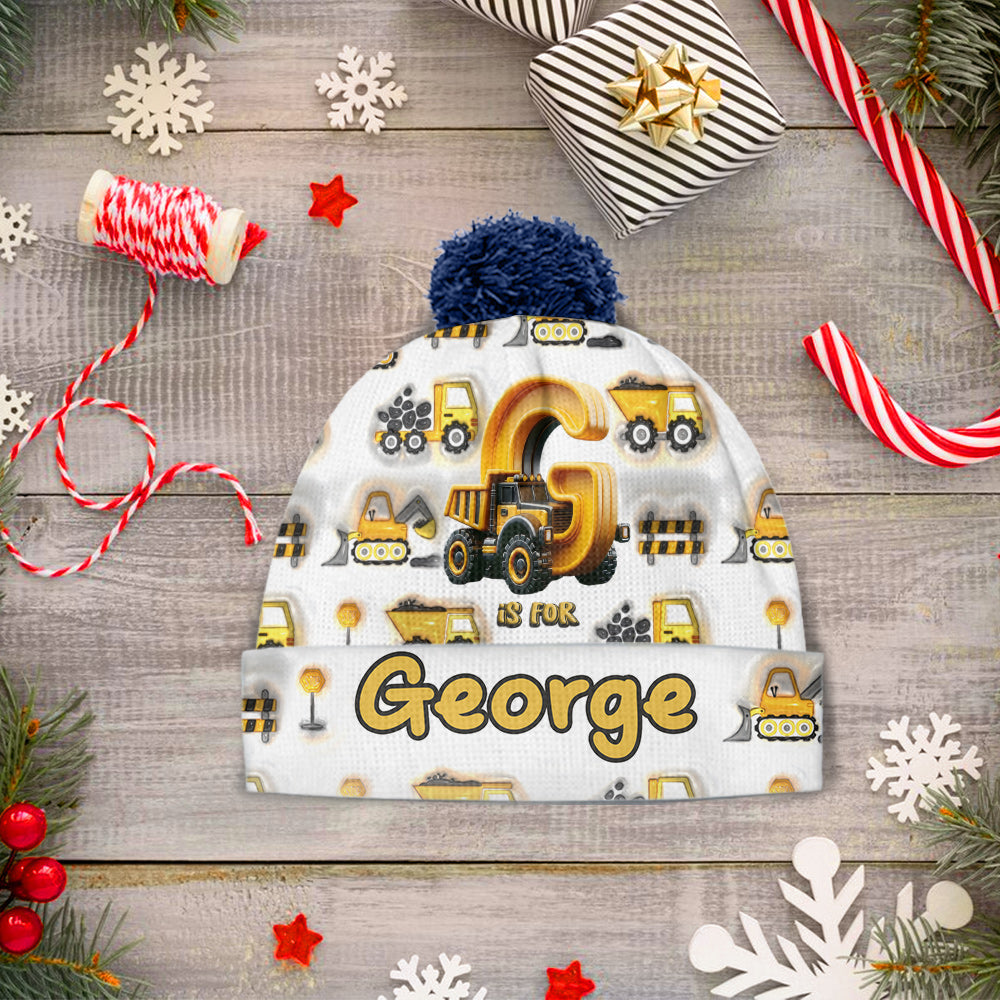 Construction Alphabet Letter - Personalized Kid Beanie Hat