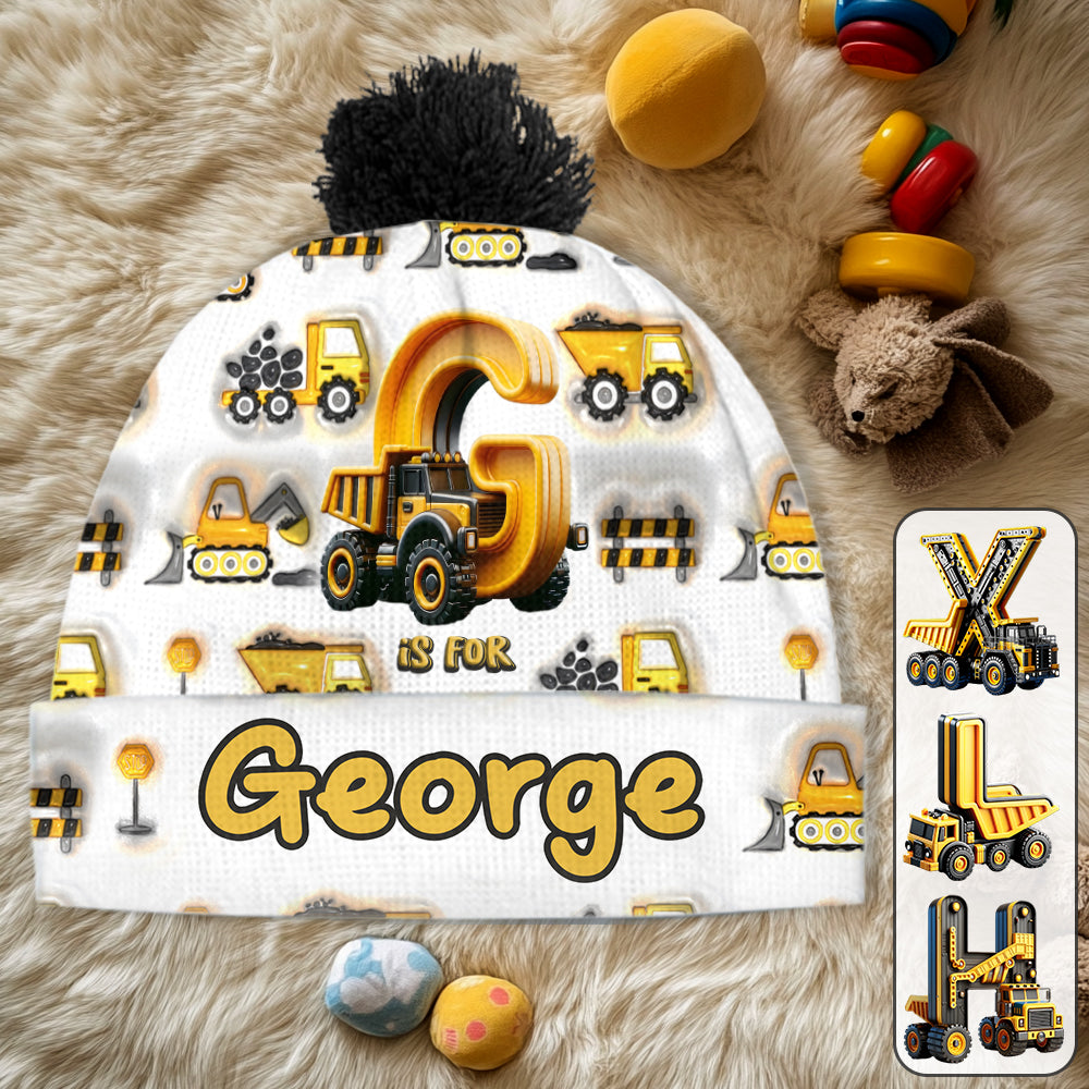 Construction Alphabet Letter - Personalized Kid Beanie Hat