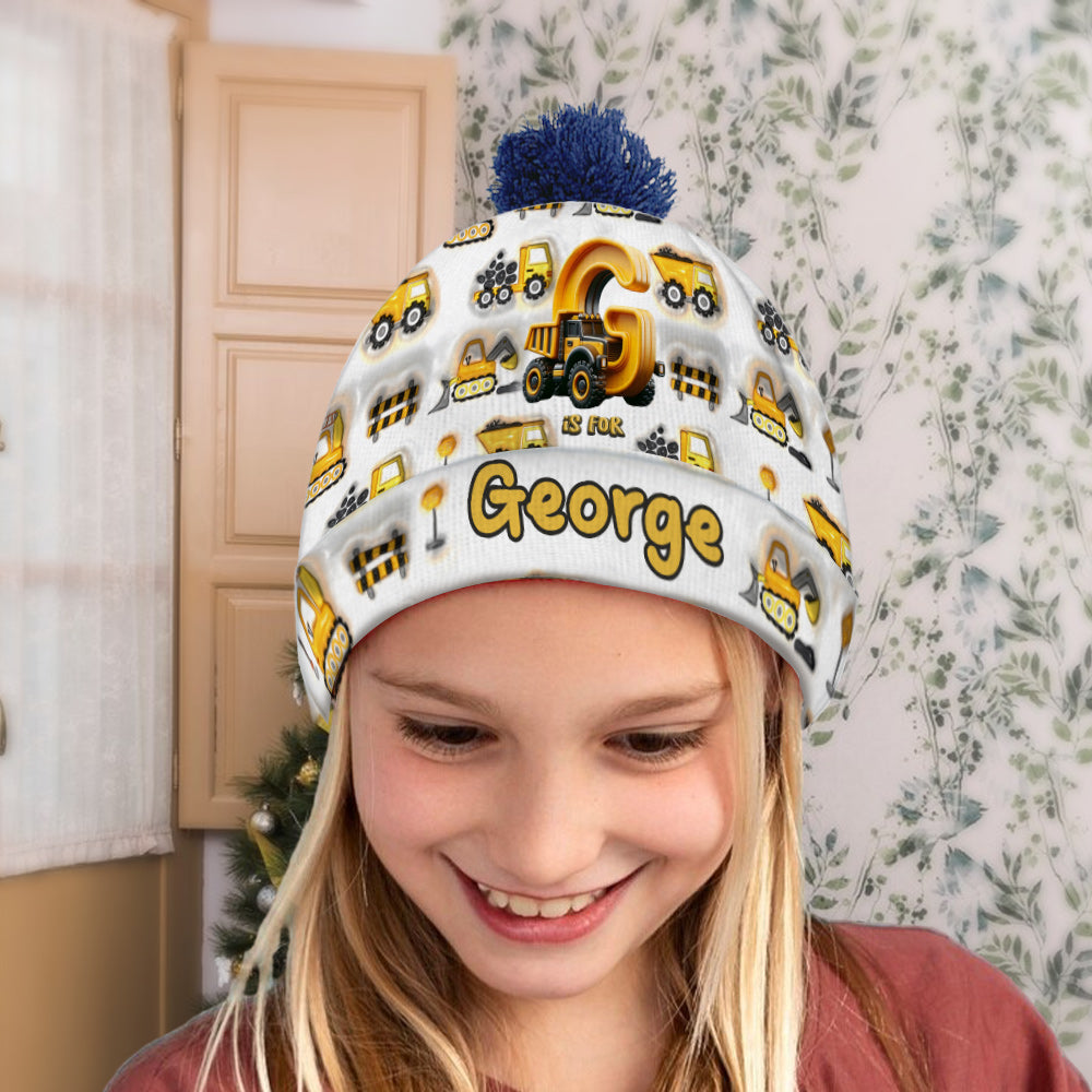 Construction Alphabet Letter - Personalized Kid Beanie Hat