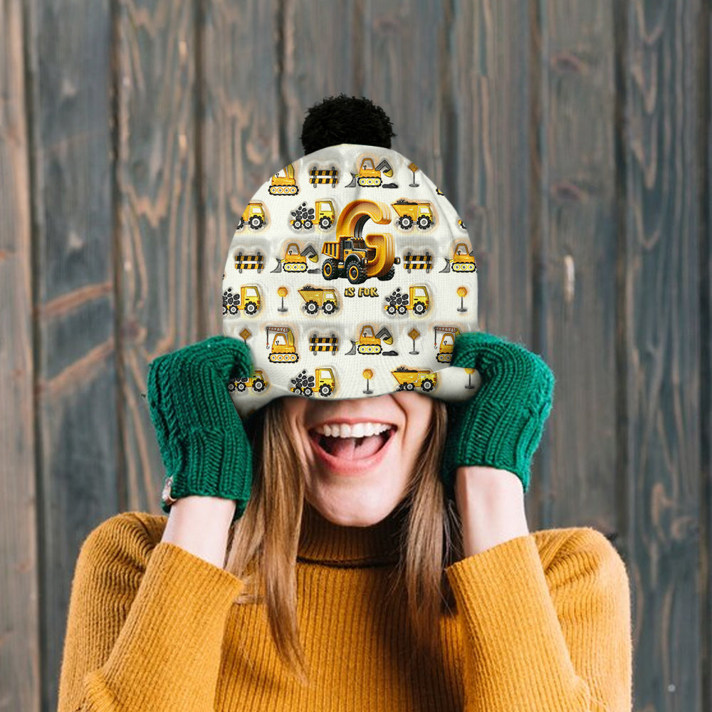 Construction Alphabet Letter - Personalized Kid Beanie Hat