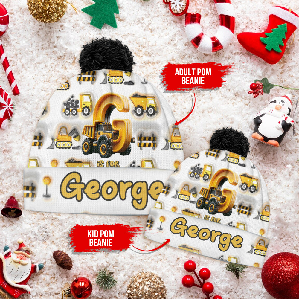 Construction Alphabet Letter - Personalized Kid Beanie Hat
