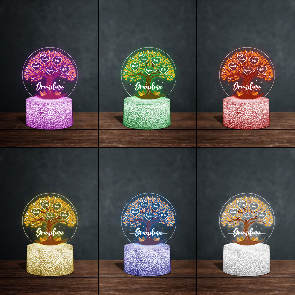 Grandma's Little Hearts - Personalized Grandma Shaped Plaque Light Base