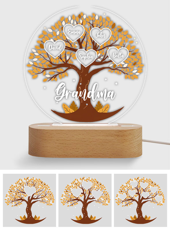 Grandma's Little Hearts - Personalized Grandma Shaped Plaque Light Base
