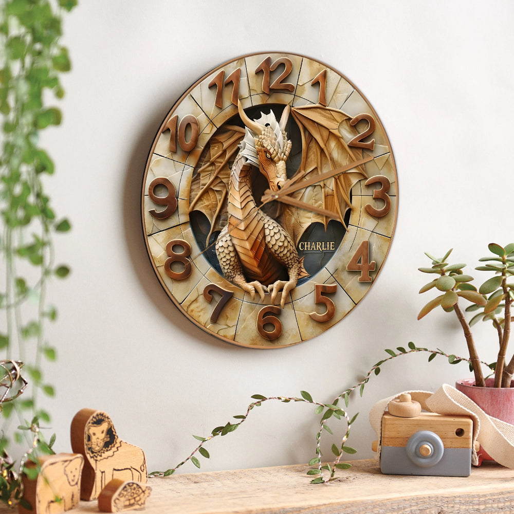 Horloge murale personnalisée Dragon d'or