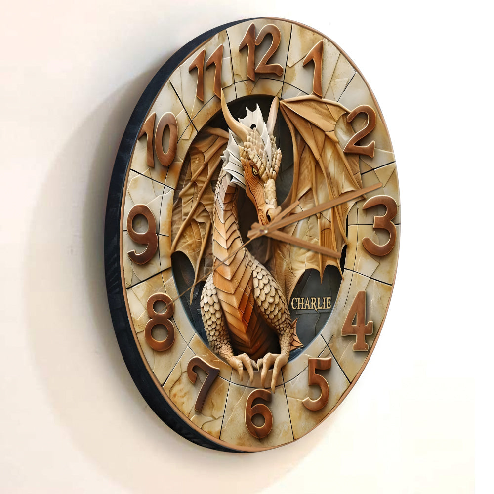 Horloge murale personnalisée Dragon d'or