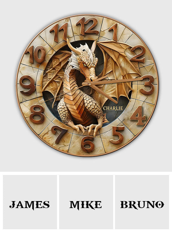 Horloge murale personnalisée Dragon d'or