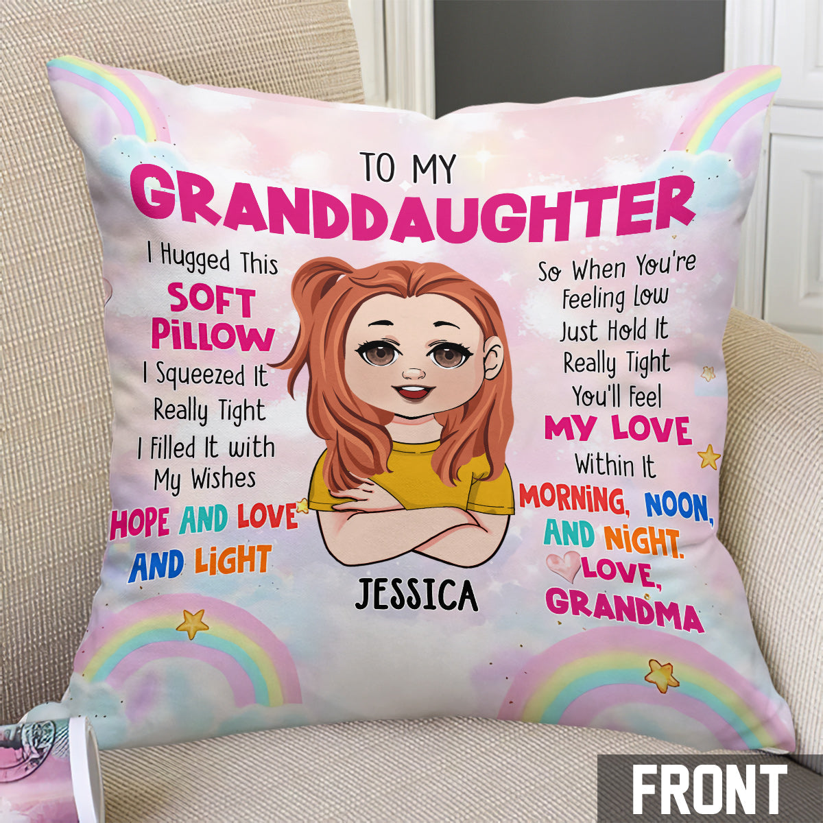 To My Grandkids - Personalized Kid Throw Pillow