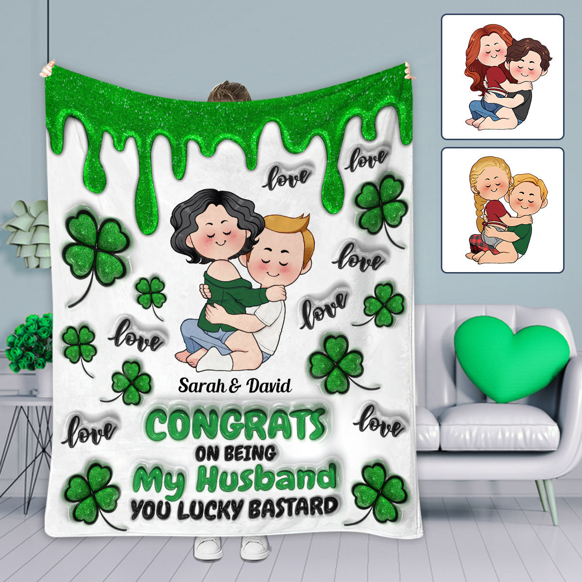 Congrats On Being My Husband - Personalized Husband And Wife Blanket