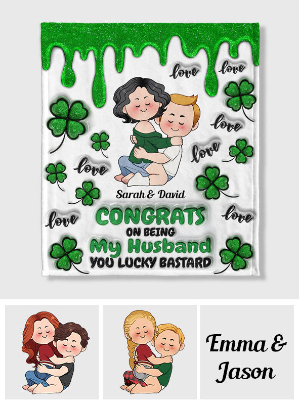 Congrats On Being My Husband - Personalized Husband And Wife Blanket