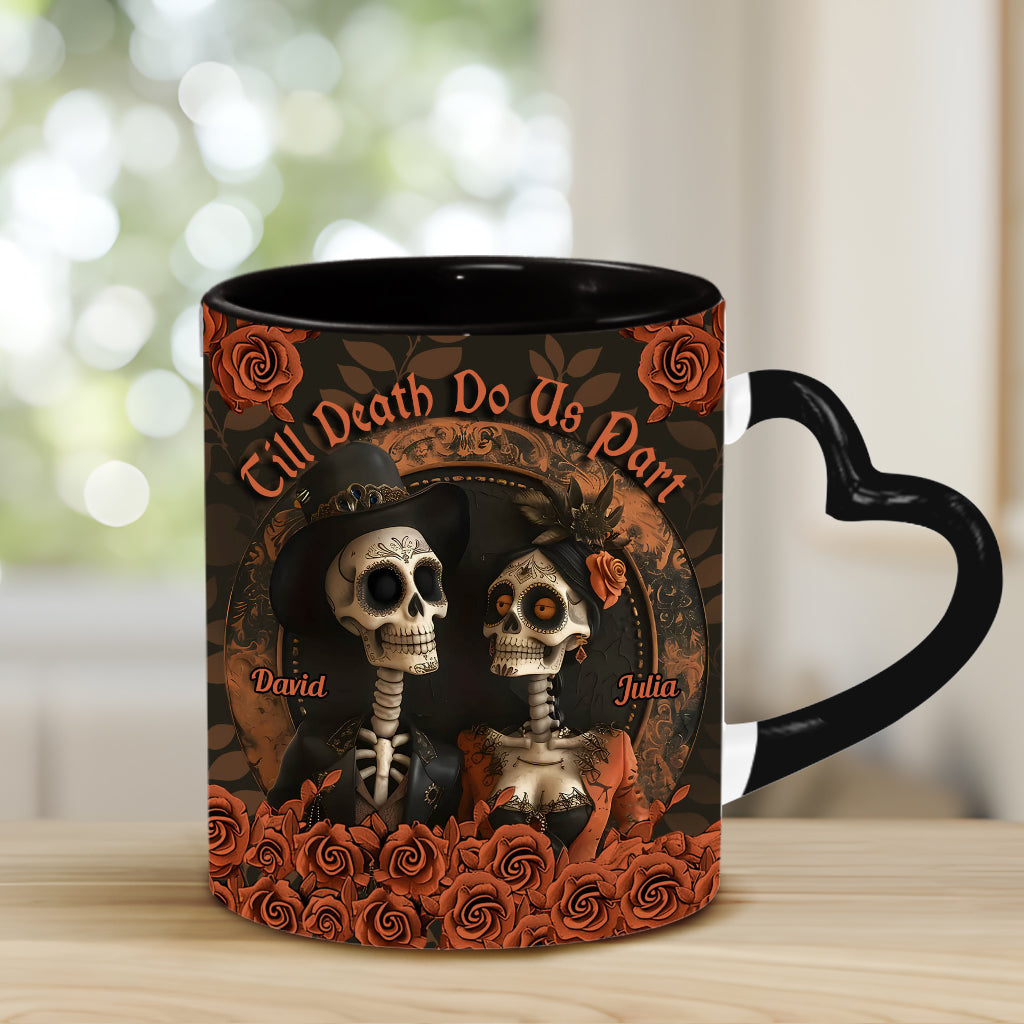 Til Death Do Us Part - Personalized Couple Heart Handle Mug